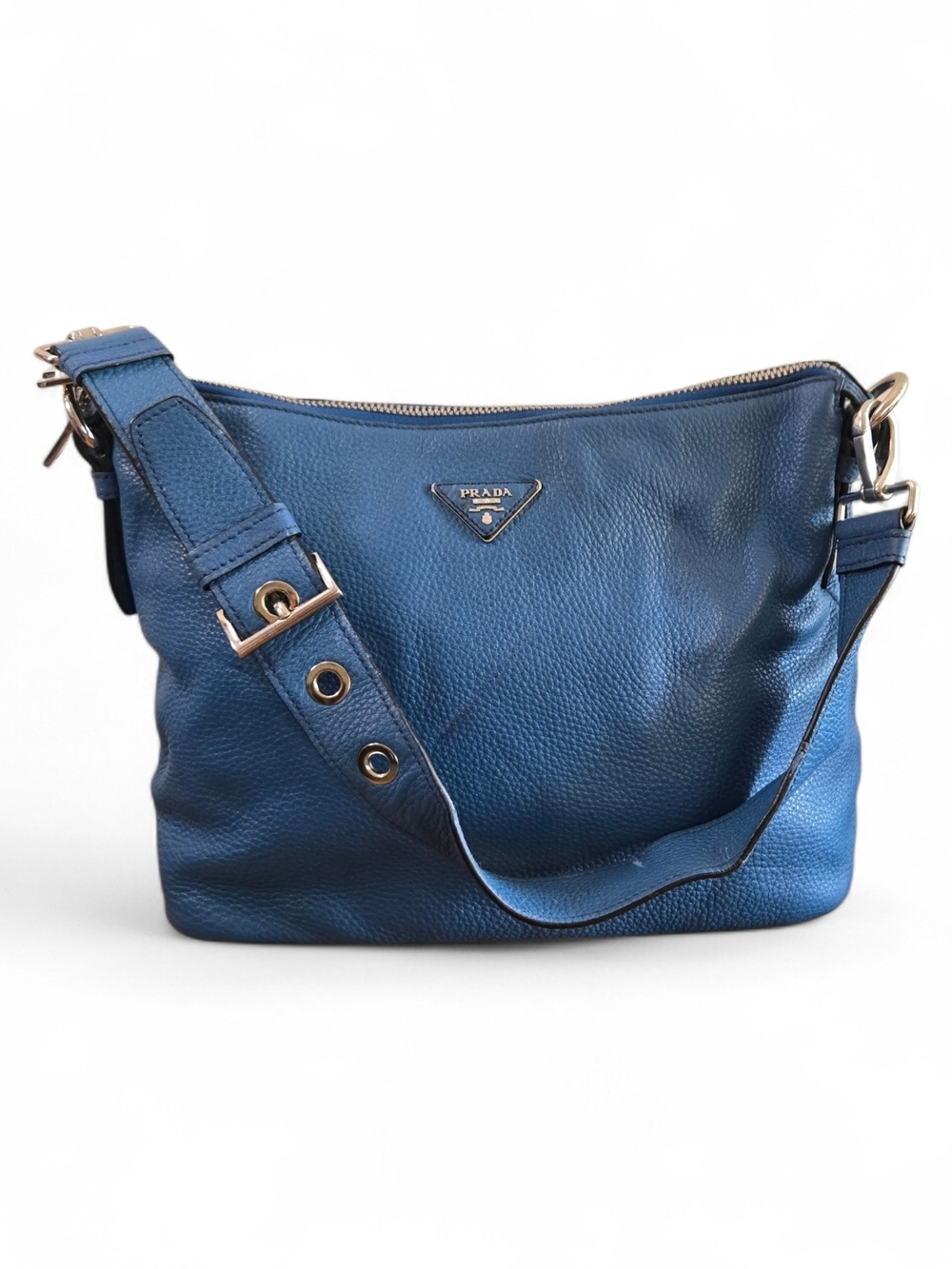 Prada Blue Leather Shoulder Bag